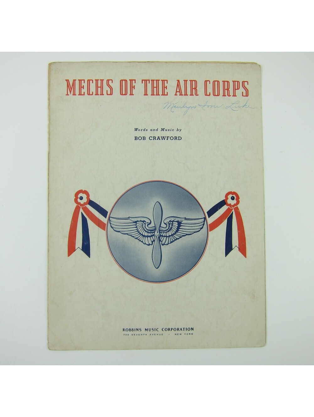 Sheet Music Mechs of the Air Force US Military Song Robert Crawford Vintage 1942